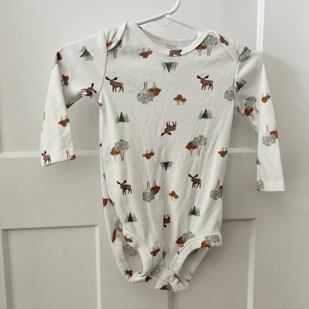 Carter's White and Brown Woodland Animal Bodysuit
